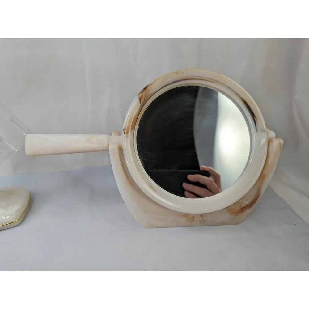 Londonware Bathroom Cup Holder and Mirror‎ with Stand Faux Marble